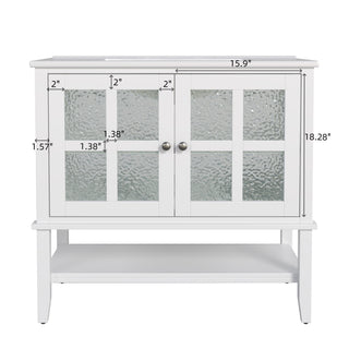 Bathroom Vanity With Ceramic Sink, Adjustable & Open Shelf
