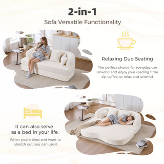 Foldable Sofa Bed, Boneless Couch Convertible Sleeper With 4 Pillows