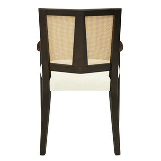 Mid Century Modern Arm Dining Chair Set With Rattan Backrest