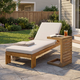 Outdoor Chaise Lounge Set & Side Table, 5 Position Adjustable Patio Recliner