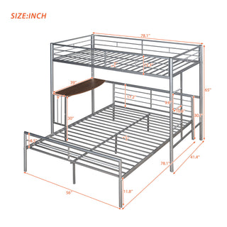 Bunk Bed With Desk, Ladder And Quality Slats For Bedroom