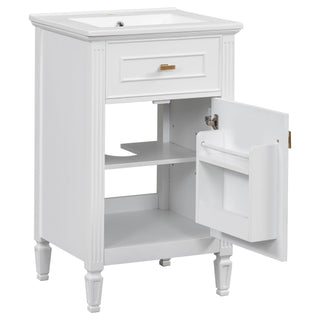 Bathroom Vanity With Sink, Adjustable Shelf, Tilt-Out Drawer