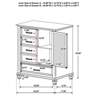 Lockeford - 5 Drawer Door Chest - White