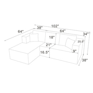 L - Shape Full Compressed Upholstered Sectional