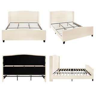 Platform Bed Frame With Tall Headboard And High Footboard