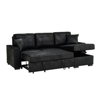 Upholstered Sectional With Pull-Out Bed And Chaise Storage