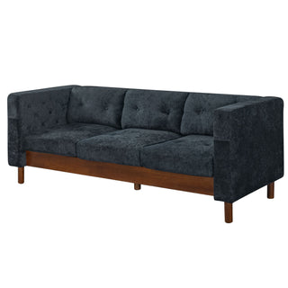 3 Seater Sofa With Square Arms, Tufted Pillow Back For Living Room