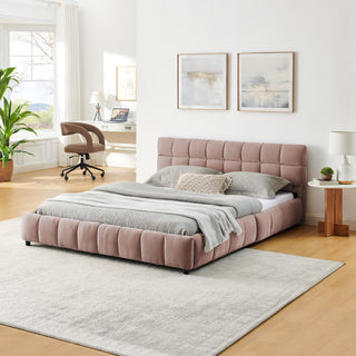 Modern Platform Bed Frame With Thick Fabric