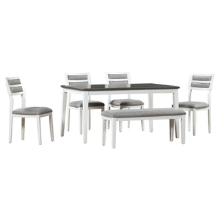6 Piece Dining Set, Upholstered Chairs And Bench