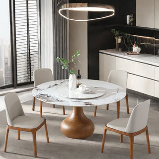 Dining Table, Round With Lazy Susan For Dining Room - Walnut / White