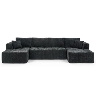 U - Shaped Sectional Sofa, Cup Holders & Side Pockets For Living Room