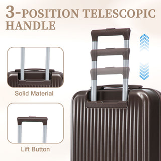 Luggage Set With Cosmetic Case, Combination Lock, Front Opening Design