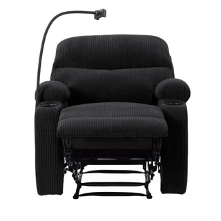 Adjustable Manual Recliner, Ergonomic Lounge Chair With Phone Holder And 2 Cup Holders
