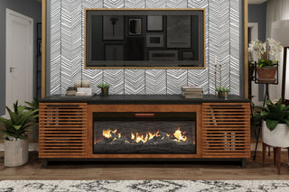 Fireplace TV Stand Console For TVs Up To 100" - Black / Bourbon