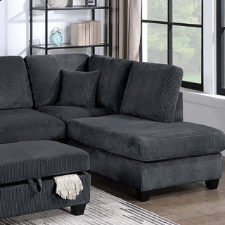 Contemporary Sectional Set With Right Arm Chaise, Left Arm Sofa With USB Port, Storage Ottoman