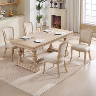 Dining Chairs Upholstered With Fan Shaped Back (Set of 2) - Beige