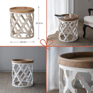 French Country Home Decor Collection (Includes An Artificial Plant, Vase, Trays, Stool And Side Table) (Set of 5) - Multicolor