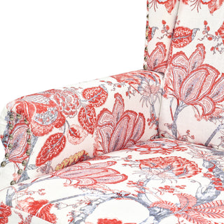 Accent Chair With Floral Upholstery And Nailhead Trim
