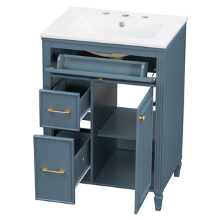 Freestanding Bathroom Vanity With Sink, Soft Close Door, Tip Out Drawer