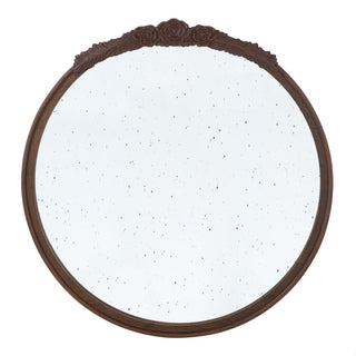Round Hand Carved Rose Antique Mirror Frame, Wall Mirror For Live Space