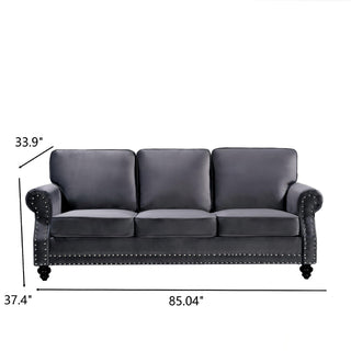 3 Seater Sofa With Nailhead Trim And Turned Legs For Living Room