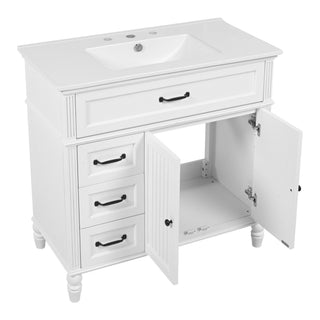Bathroom Vanity With Sink, 2 Doors 2 Drawers, Freestanding Design