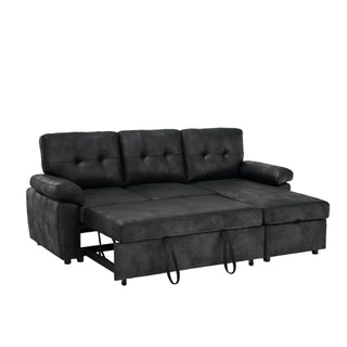 Convertible L - Sectional Sofa Bed With Storage Chaise And Padded Armrests