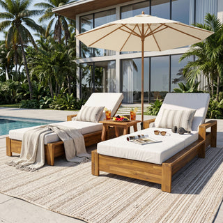 Chaise Lounge With 3 Fold Cushion Set, 3 Position Adjustable Backrest