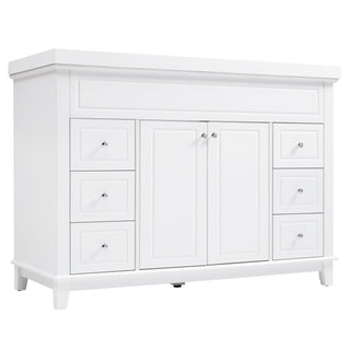 Bathroom Vanity & Sink, 6 Soft Close Drawers & Double Doors - White