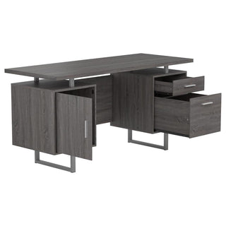 2 Drawer Floating Top Office Desk, Storage Features - Gray