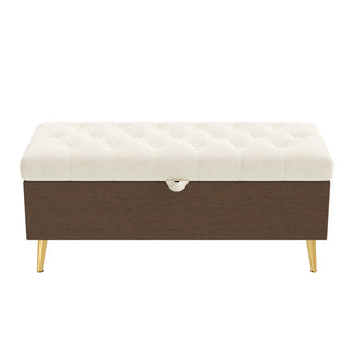 Modern Tufted Storage Ottoman Bench With Metal Legs