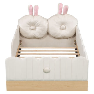 Platform Bed With Animal Pillows And Storage Bags