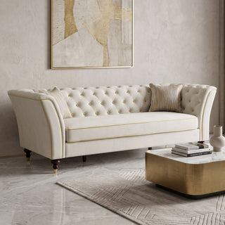 3 Person Sofa With Deep Seat, Tufted Backrest