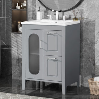 Modern Bathroom Vanity With Sink, Cabinet With 2 Drawers And Door, Adjustable Shelf
