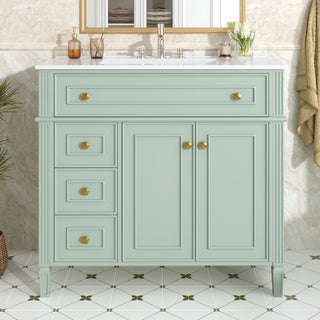 Bathroom Vanity With Sink, 3 Drawers & 2 Doors