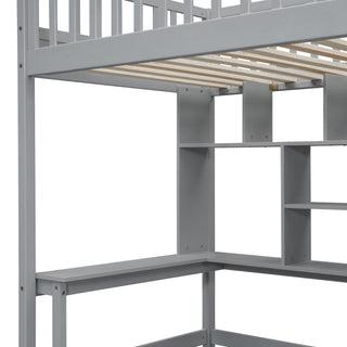 Loft Bed With Bookshelf, Drawers, Desk, And Wardrobe