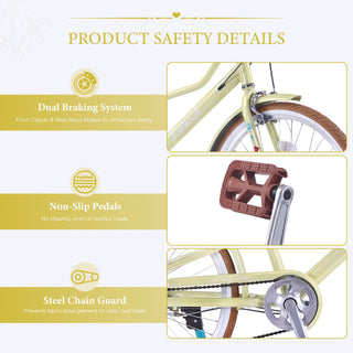 24" Cruiser Bike With 6 Speed Gear System, Rear Rack & Cup Holder