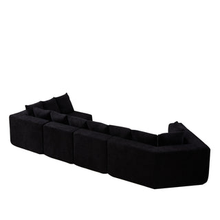 L - Shaped Modular Sofa With Deep Seat And 11 Pillows