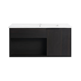 Wall Mounted Floating Bathroom Vanity With Open Shelf & Soft Close Door
