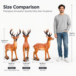 Lifelike Deer Statue With Detachable Antlers, Outdoor Garden Decor - Brown / Yellow