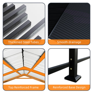 Heavy Duty Carport With Galvanized Roof And Enhanced Base - Anthracite