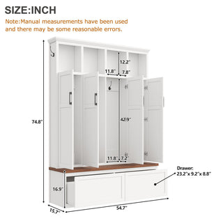 Hall Tree With 4 Hidden Cabinets