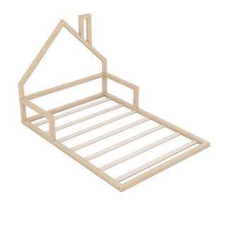 Elegant Floor Bed With House Shaped Headboard
