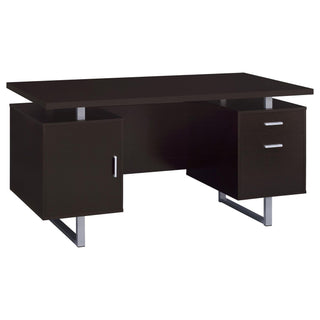 2 Drawer Floating Top Office Desk, Storage Features - Cappuccino