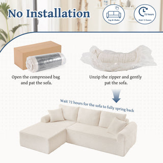 Modular Sectional With Arched Armrests, Includes 3 Back Cushions & 2 Throw Pillows