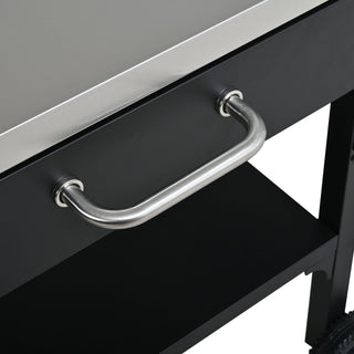 Foldable Outdoor Kitchen Cart With Storage For Patio
