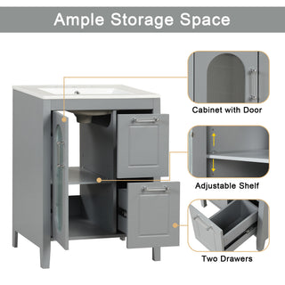 Modern Bathroom Vanity With Sink, Cabinet With 2 Drawers And Door, Adjustable Shelf