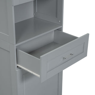Tall Bathroom Cabinet With Tilt-Out Laundry Basket And Upper Storage