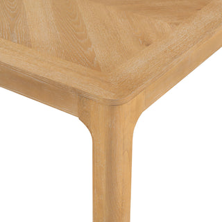 Rectangular Dining Table With Parquet Top, Rounded Corners