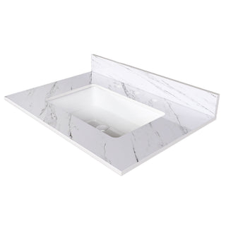 Bianco Carrara Venato Elegant Marble Vanity Top, Bathroom Vanity With Undermount Sink, Sintered Stone